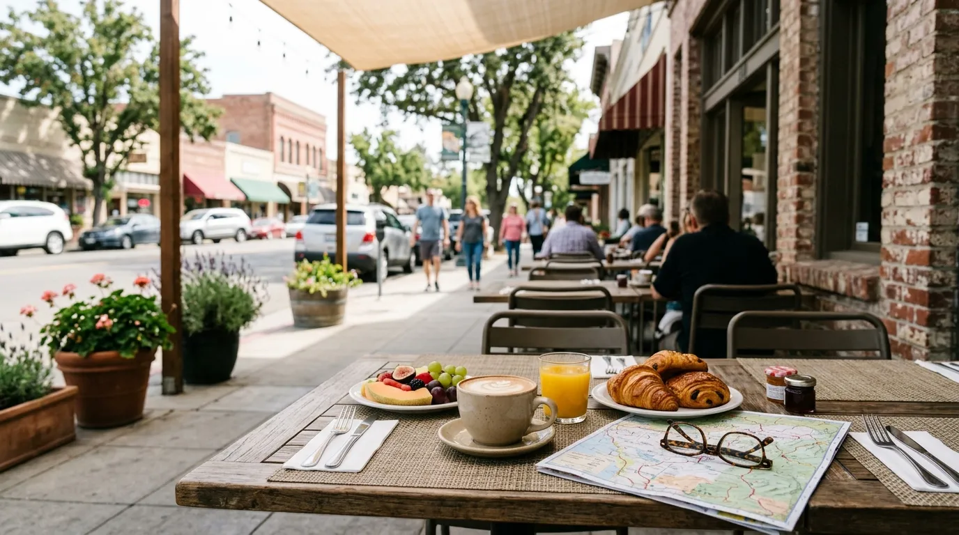 Breakfast and trip planning during a Tulare County weekend