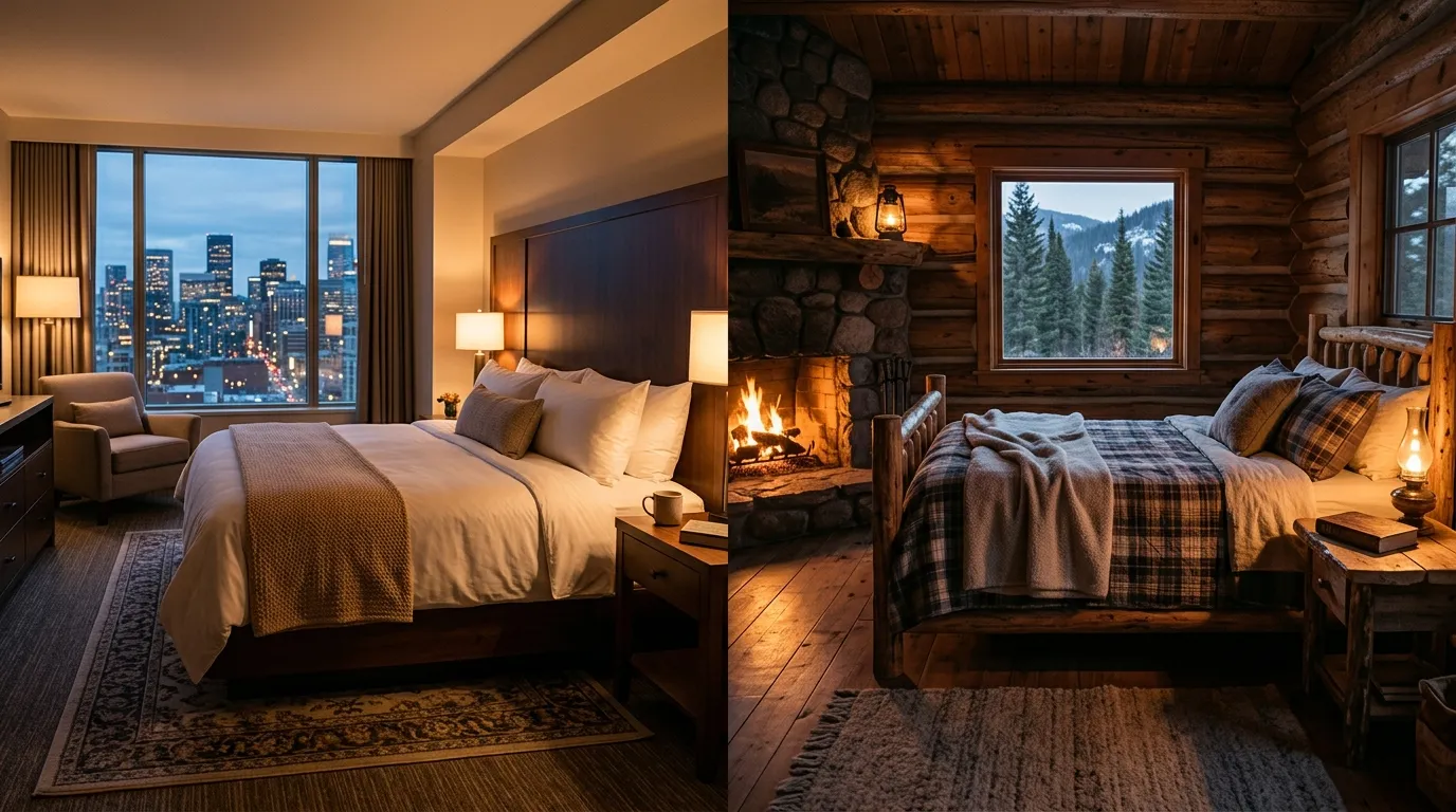 Downtown hotel and foothill cabin lodging options in Tulare County