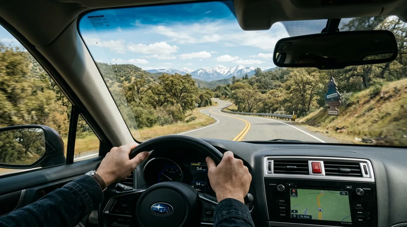 Driving safely on a winding Tulare County foothill road