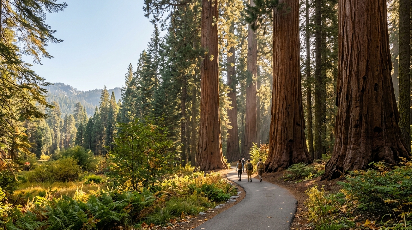 Giant sequoia forest during fall in Sequoia National Park
