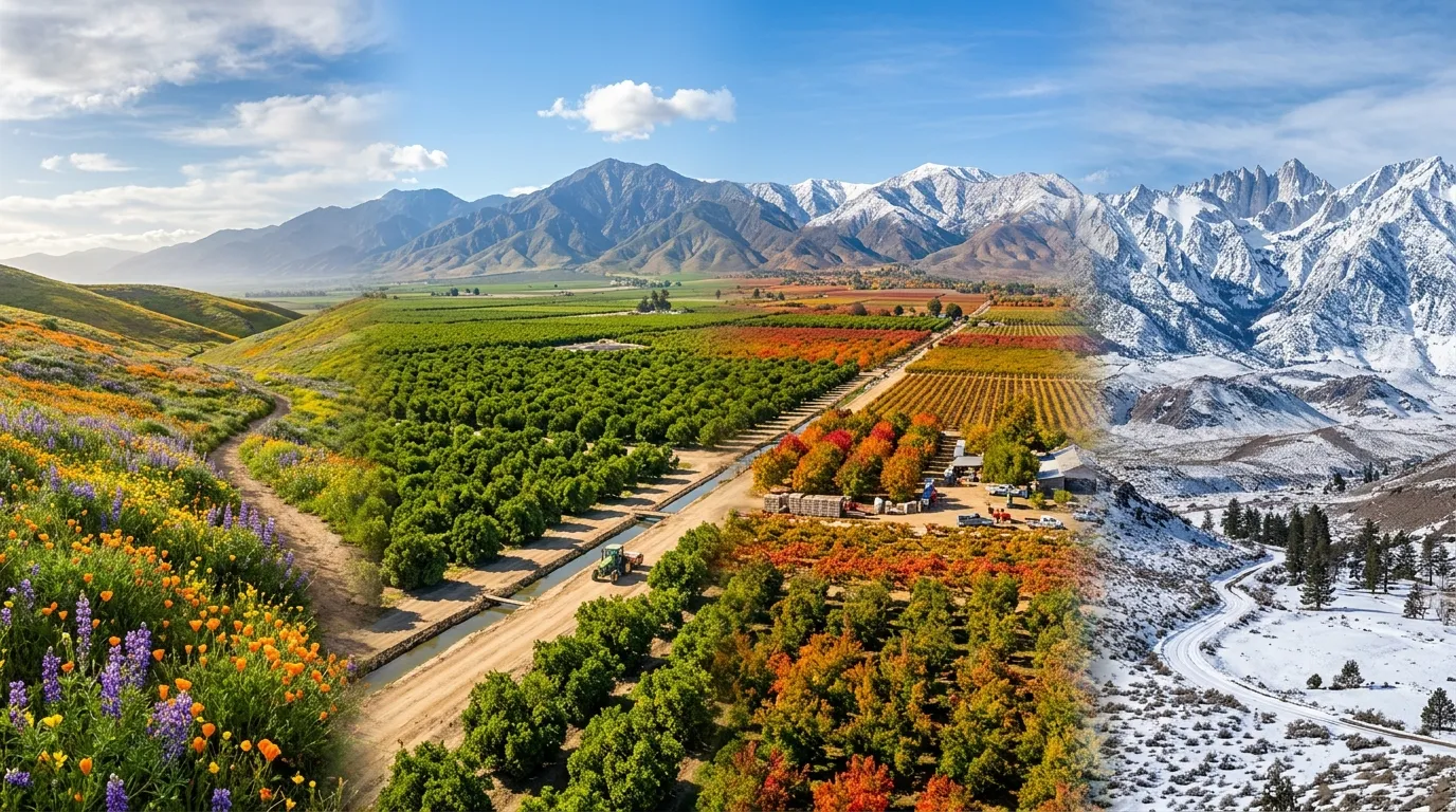 Seasonal landscapes across Tulare County from the valley to the Sierra