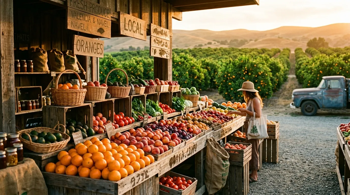 Seasonal produce at a Tulare County farm stand