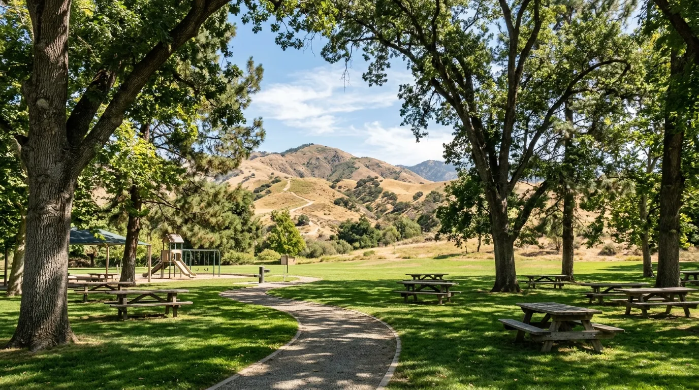 Shaded family-friendly park in Tulare County