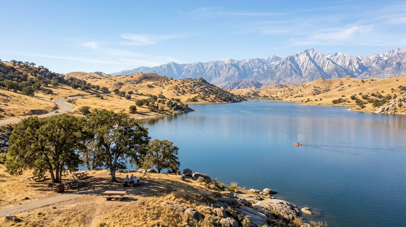 Success Lake and Sierra foothills east of Porterville